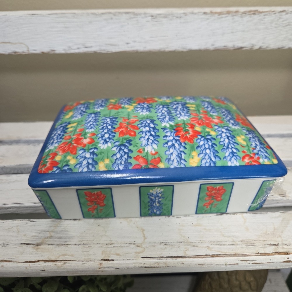 Vintage Horchow Japan Porcelain Lidded Trinket Hand Painted Florals Flowers Box